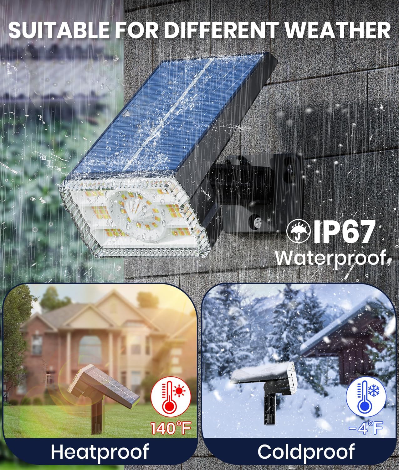 Adjustable Solar Spot Lights Outdoor - 3 Color Modes, IP67 Waterproof, 2-in-1 Wall & Pathway Lighting for Garden, Yard, Patio & Landscape