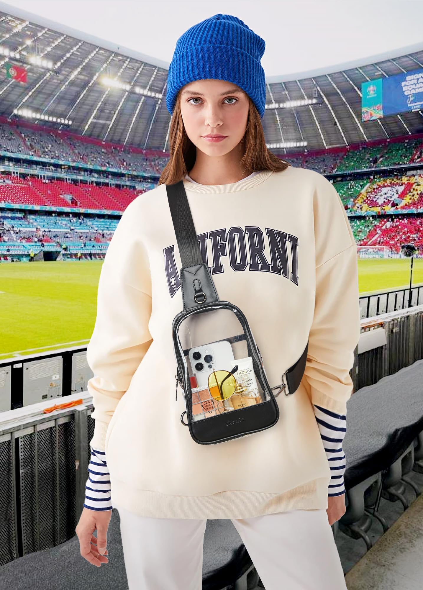 Shrrie Clear Bag for Stadium Events Transparent Crossbody Sling Bag for Women & Men - Stadium Approved, Concerts & Sports