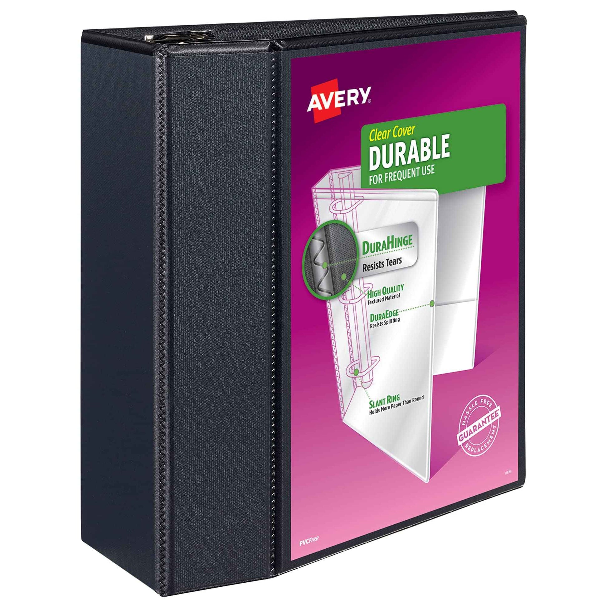 Avery(R) Durable View 3 Ring Binder, 5 Inch EZD Rings, 1 Black Binder (09900)