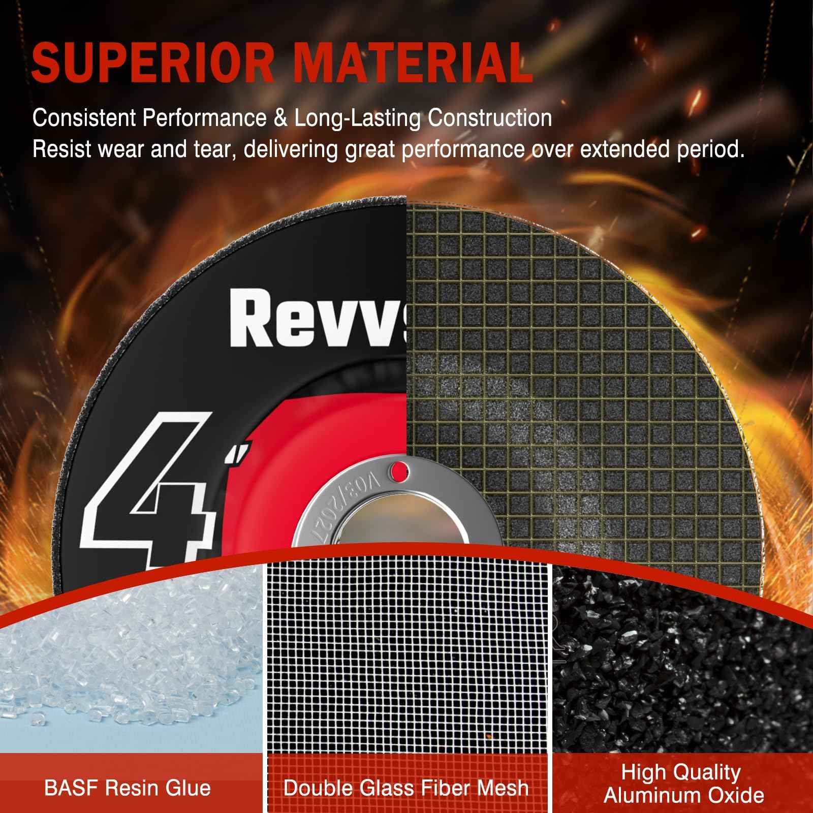 Revvstark 10 Pack Grinding Wheels 4 Inch, Grinder Wheel for General Purpose Metal & Stainless Steel, Aluminum Oxide Grinding Disc 4 in for Angle Grinder, Depressed Center 4" * 1/8" * 5/8"