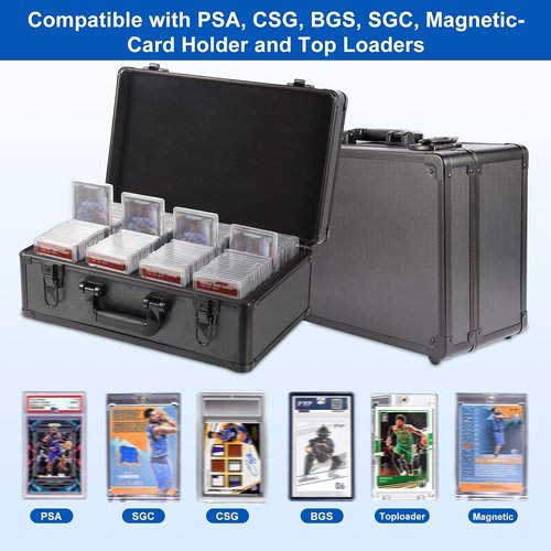 EcoVibe Graded Card Case - Durable Aluminum Alloy Storage Box with Carry Handle | Fits PSA, TCG, BGS, SGC Slabs