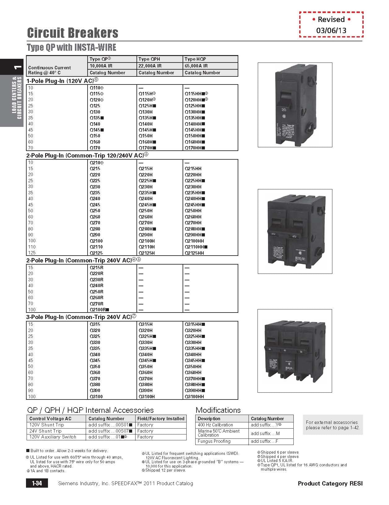 SIEMENS Q3100 100-Amp Three Pole Type QP Circuit Breaker