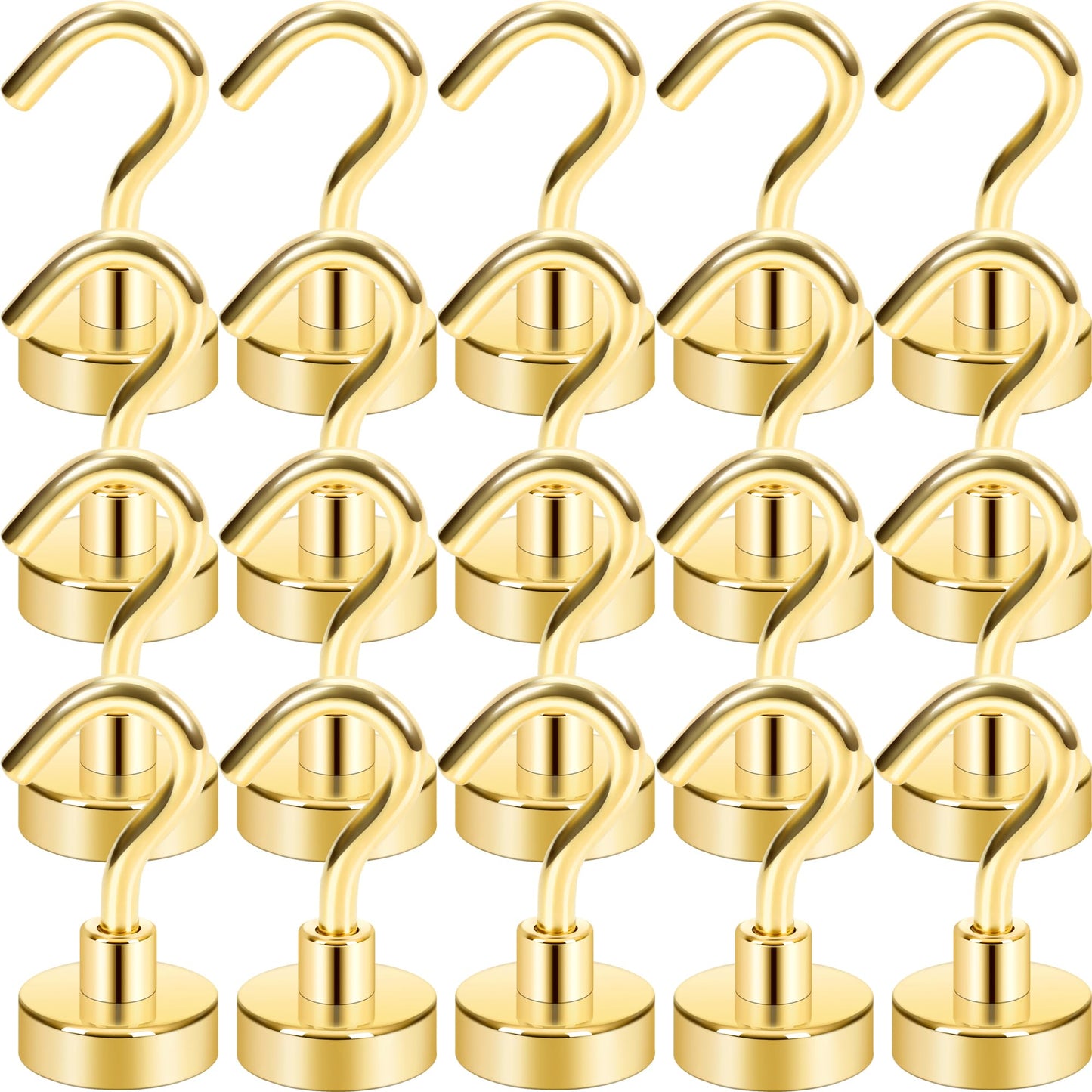 Neosmuk Magnetic Hooks,Heavy Duty Earth Magnets with Hook for Refrigerator, Extra Strong Cruise Hook for Hanging, Magnetic Hanger for Cabins, Grill (Gold, Pack of 20)