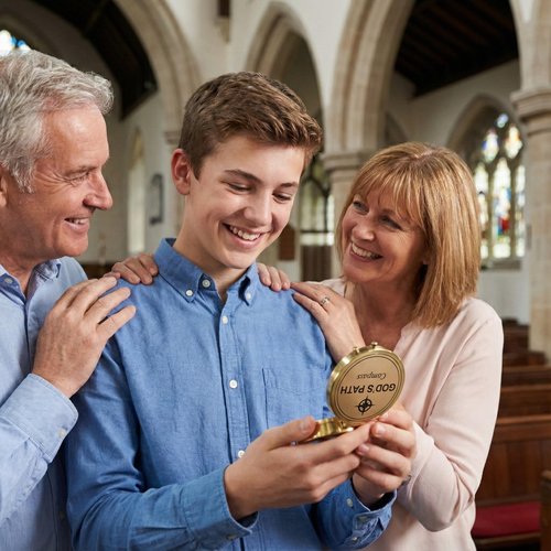 God's Path Compass – Communion & Confirmation Gift for Teenage Boys | Baptism Religious Gifts for Men, Christian, Catholic, Graduation | Sentimental & Inspirational Present – Greeting Card Included
