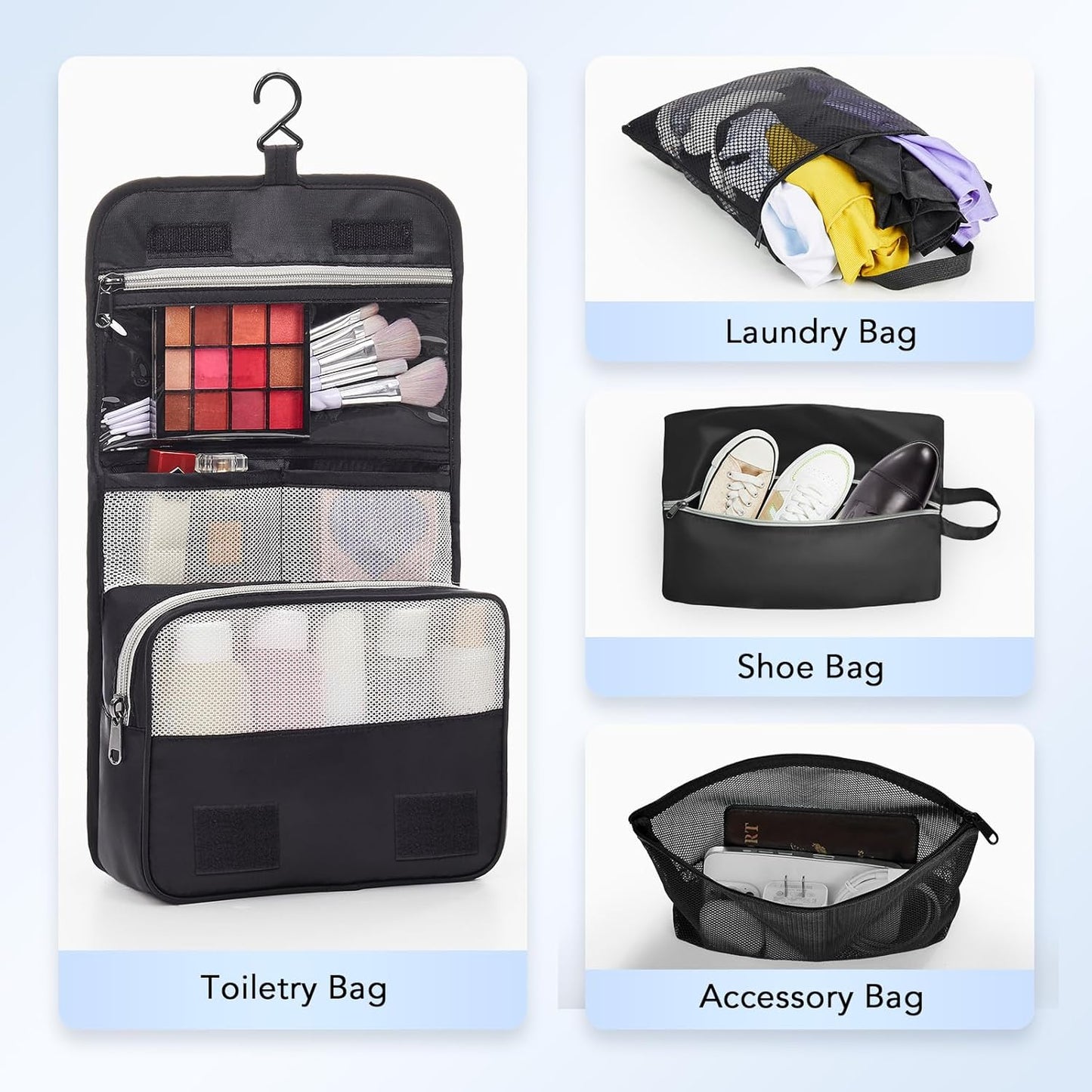 OlarHike Compression Packing Cubes - 10 Set Travel Organizer Bags for Suitcases | Black