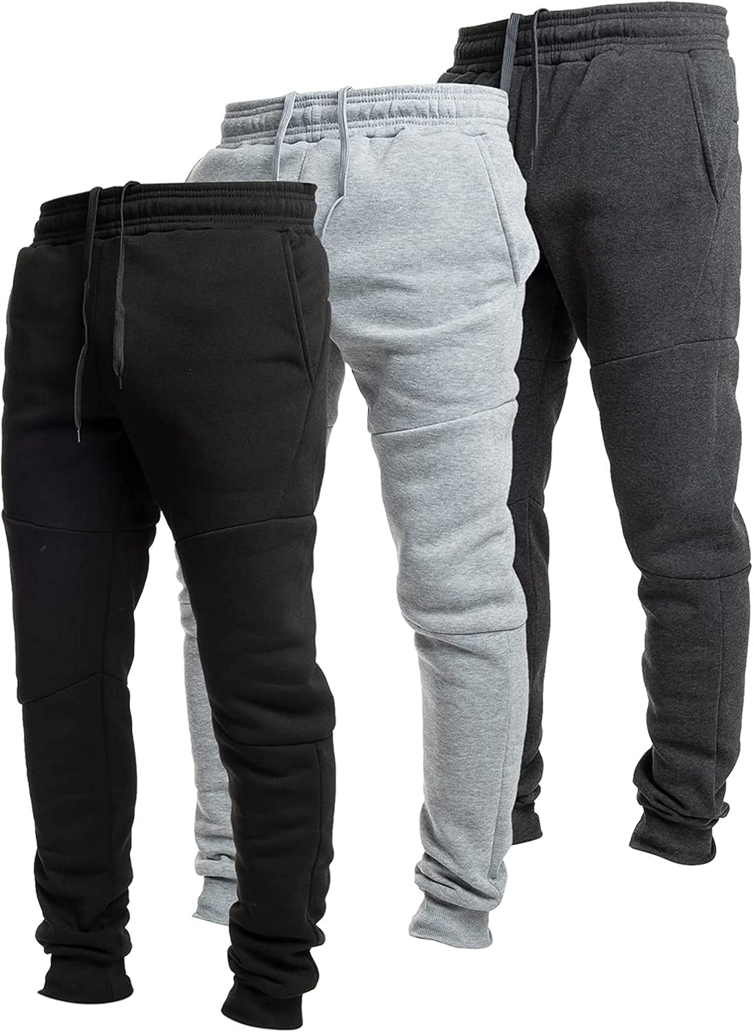 Skiennix Ultra Performance Fleece Joggers for Men - Comfortable Sweatpants with Zipper Pockets | 3-Pack