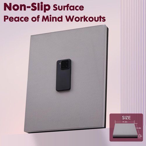 Balance Pad- High-Density Foam Cushion Mat for Yoga, Exercise & Fitness, Non-Slip Stability Trainer for Core Workouts, Thick Foam Balance Board (19.7×15.7×2.4 in) (Black & Gray)