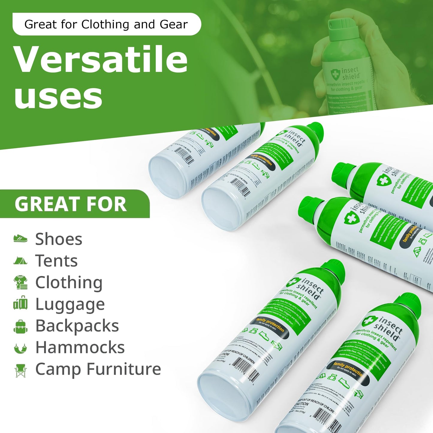 Insect Shield Premium Permethrin Spray - Tick, Flea, Fly, Mosquito, Chigger, Spider & Bed Bug Repellent for Clothing, Gear, Furniture, & Tents, Lasts up to 60 Days, Clear, 18 Oz Aerosol, Pack of 2