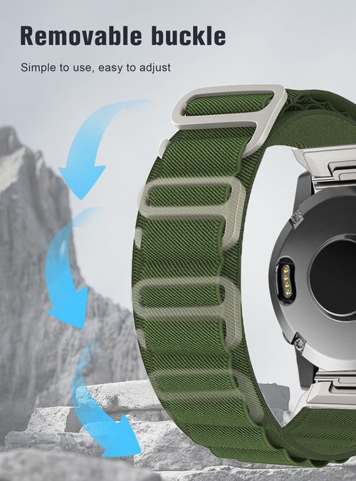 Nylon-Band for Garmin Fenix E/Fenix 8 AMOLED 47mm/Fenix 7/Fenix 7 pro/Fenix 6/Fenix 6 pro/Fenix 5/Fenix 5 Plus,Quickfit 22mm Adjustable Nylon Loop Bands for Garmin Forerunner 935/945, Instinct,Approach S62/S60 (BlackGray)