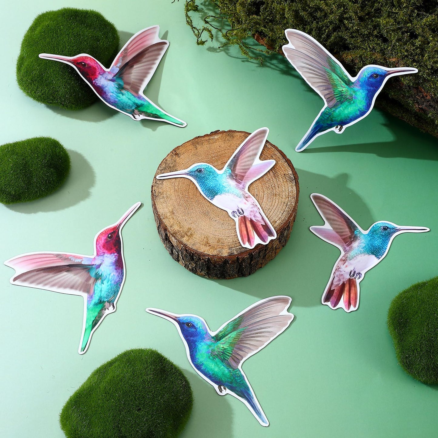 Konohan 3 Pairs Hummingbird Screen Door Magnets Double Sided Patio Flexible Magnetic Screen Saver Decorative Retractable Window Magnetic Decals for Sliding Patio Door (Bright)