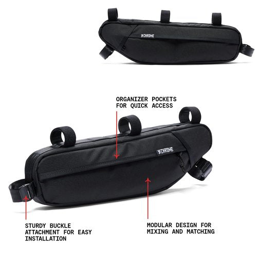 Chrome Industries Holman Frame Bike Bag – Bicycle Storage Accessories for Road Bikes, Commuting, Outdoor, Travel, & Camping – Black, S/M