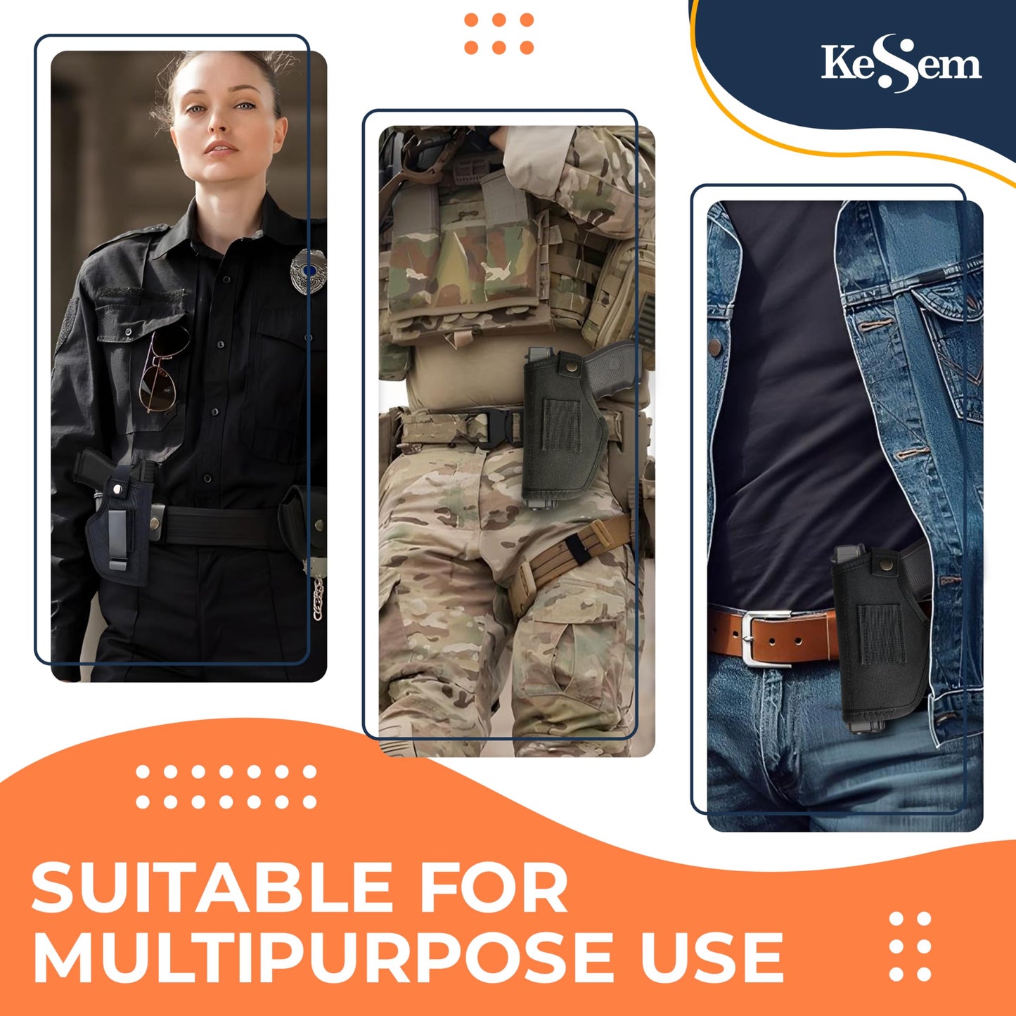 Universal Gun Holster for Men & Women, Concealed Carry Belt Holster for Pistols Right/Left Hand Draw, IWB/OWB 9mm for Glock, M&P Shield Fits Most Handgun Brands