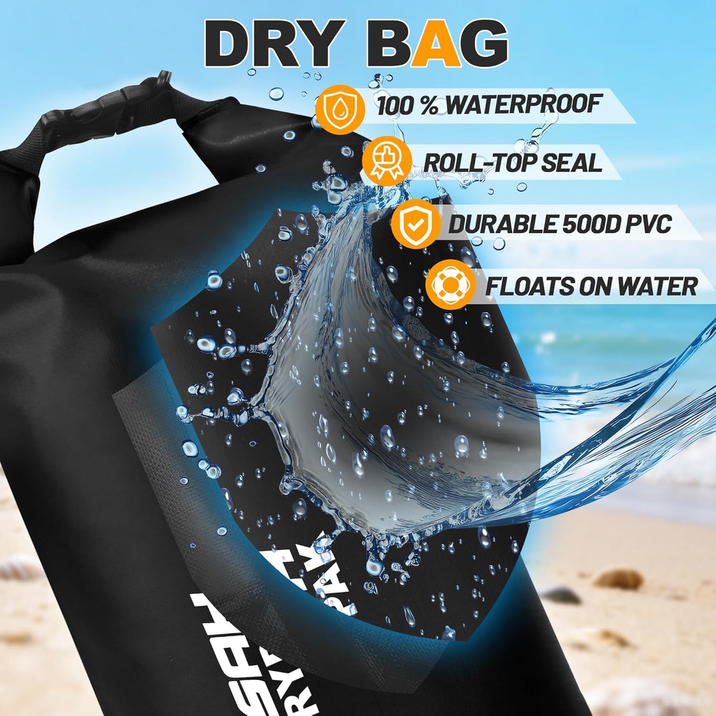 Skiennix Waterproof Dry Bag - Lightweight Roll Top Storage Backpack with Phone Case | 5L/10L/20L/30L/40L for Travel, Kayaking & Beach