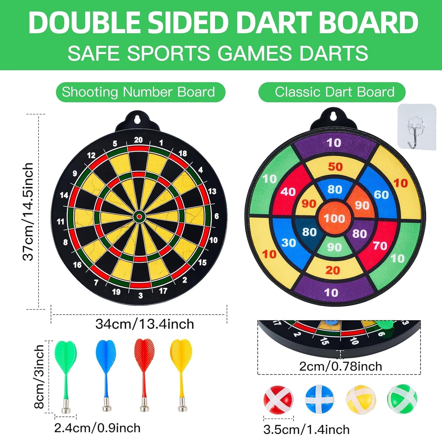 Moopok Magnetic Dart Board for Kids - 12 Magnetic Darts & Sticky Balls | Indoor/Outdoor Fun for Ages 3-12