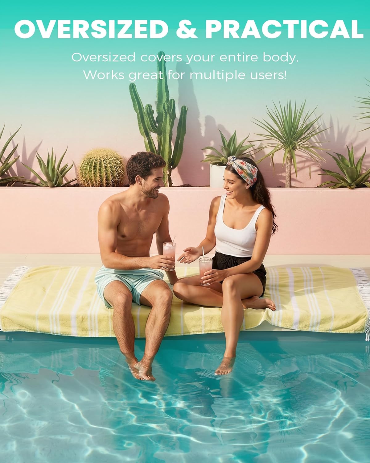 Skiennix Turkish Beach Towel - Quick Dry, Sand-Free, Oversized & Lightweight for Pool or Vacation