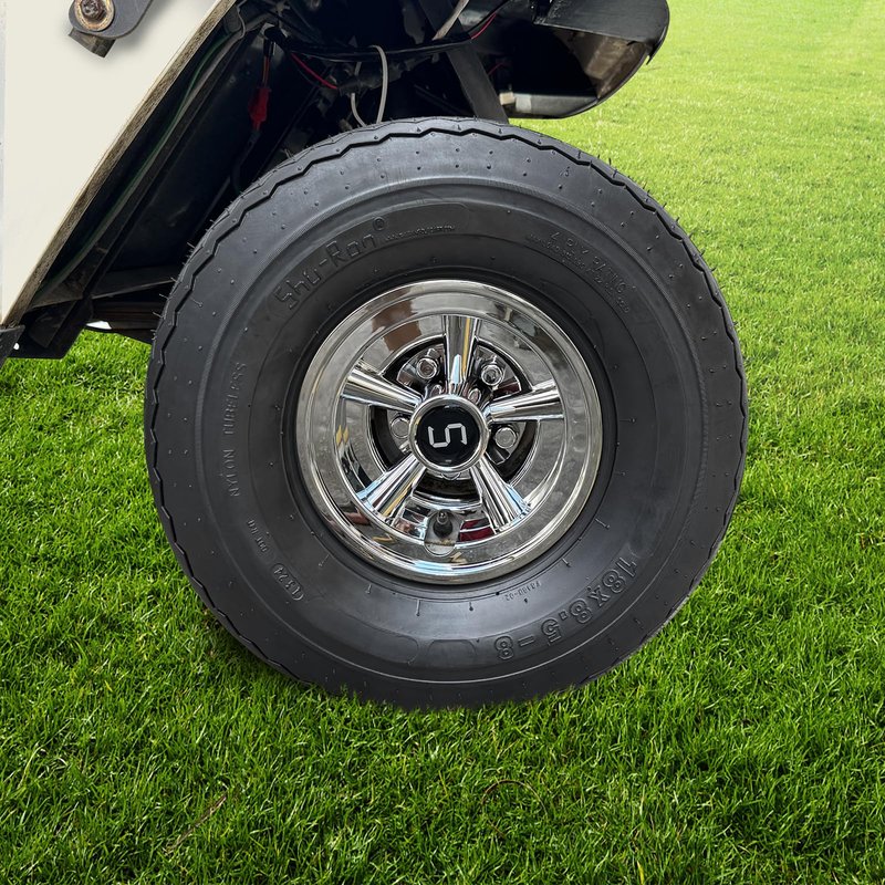 Shu-Ran 8 Inch Golf Cart Wheel Cover Hub Caps, Universal Chrome Golf Cart Hub Caps Snap-on Installation for Most Golf Carts Yamaha, Club Car, EZGO (Set of 4)