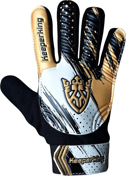 Keeperking Soccer Goalie Gloves - Youth Football Gloves with Double Wrist Protection & 4mm Anti-Slip Palm