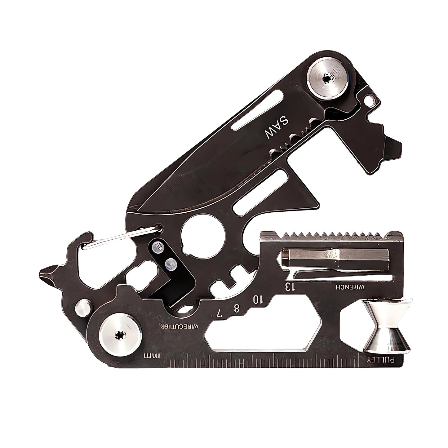 GOGOLIN 28 in 1 EDC Multi-function Tool, Keychain portable Metal Pocket Tool for men, Wrench for Screw, Ruler, Pulley, Spoke Tool,bottle opener, thread cutter, Self-locking Pocket Knife Multitool