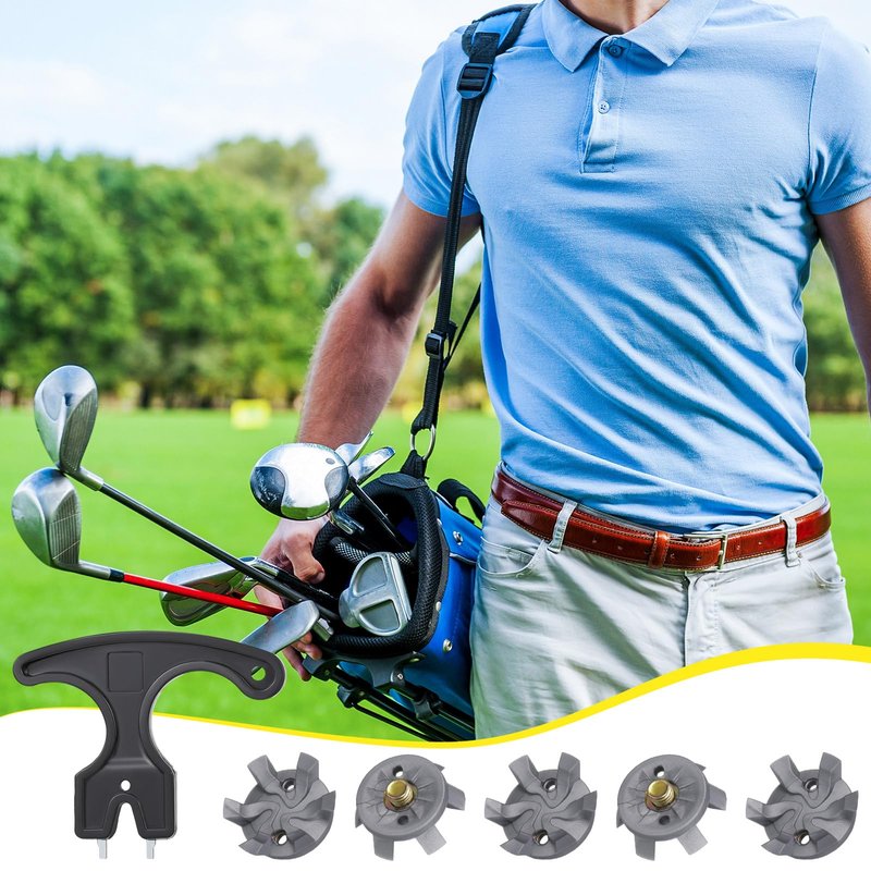 Shappy 51 Pcs Golf Shoe Spikes Replacements Set 50 Golf Shoe Cleats with 1 Black Cleats Spanner Metal Thread Screw 5.84 mm Dia Replacement for Cricket(Gray)