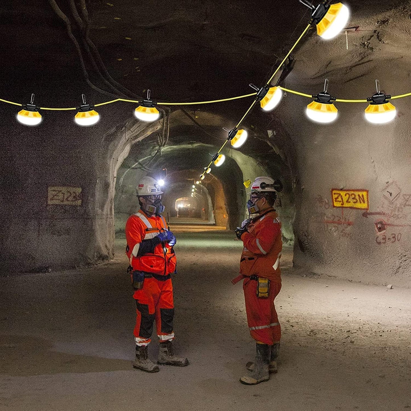 100FT Construction LED String Lights, Industrial Grade Best for Construction Sites, Renovation,Patio, Mine cave, Outdoor, and Other Outdoor Lighting Solutions Use, with Hook (100FT -10 Lights)