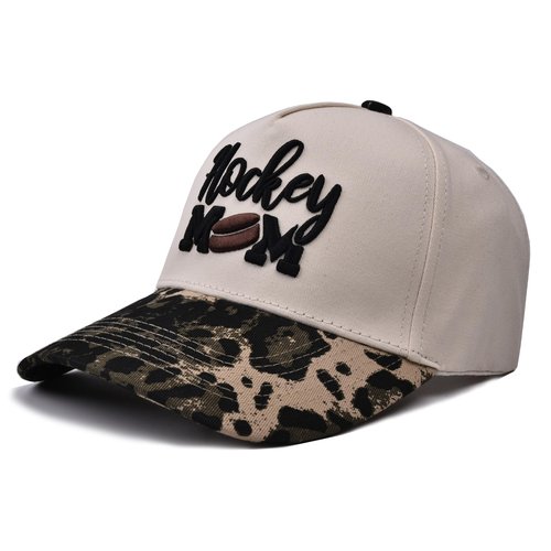 Hockey Mom Hat for Women, Mommy Mama Embroidered Adjustable Vintage Baseball Caps for Casual Wear Beige