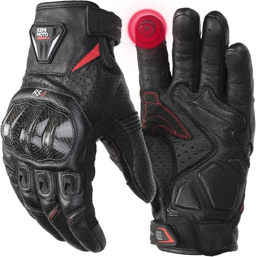 KEMIMOTO Motorcycle Gloves - Sheepskin Leather Protection for Men | Ideal for Motocross, ATV & UTV Riding