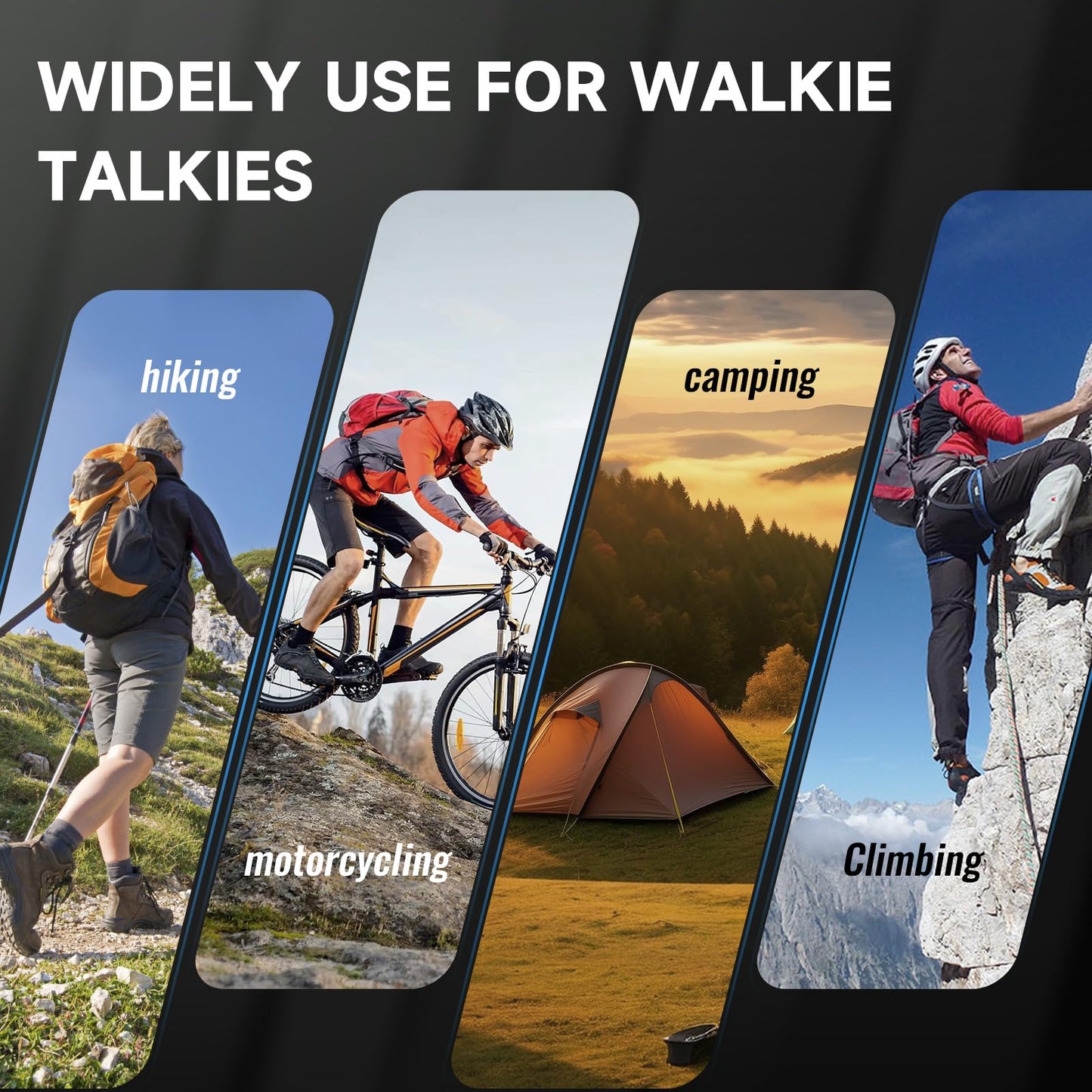 Walkie Talkies for Adults Long Range, Rechargeable Walkie Talkie 22 FRS Channels Two Way Radios with Noise Reduction, Volume Adjustment, LED Flashlight,1200mAh Rechargeable Battery (2 Pack Black)