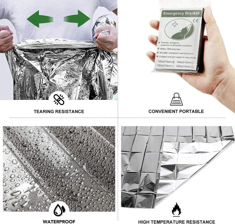 MIXIAO Emergency Foil Thermal Blanket (Pack of 25), 210 x 160 cm (82" x 63") Emergency shelter Survival Reflective Blankets Perfect for Outdoors, Hiking, Survival, Marathons or First Aid