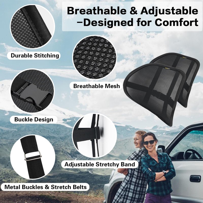 SANHSEHOME Lumbar Support Back Support for Office Chair 2 Pack Lumbar Support Pillow for Car Chair Back Support with Double Layer Breathable Mesh & Adjustable Straps