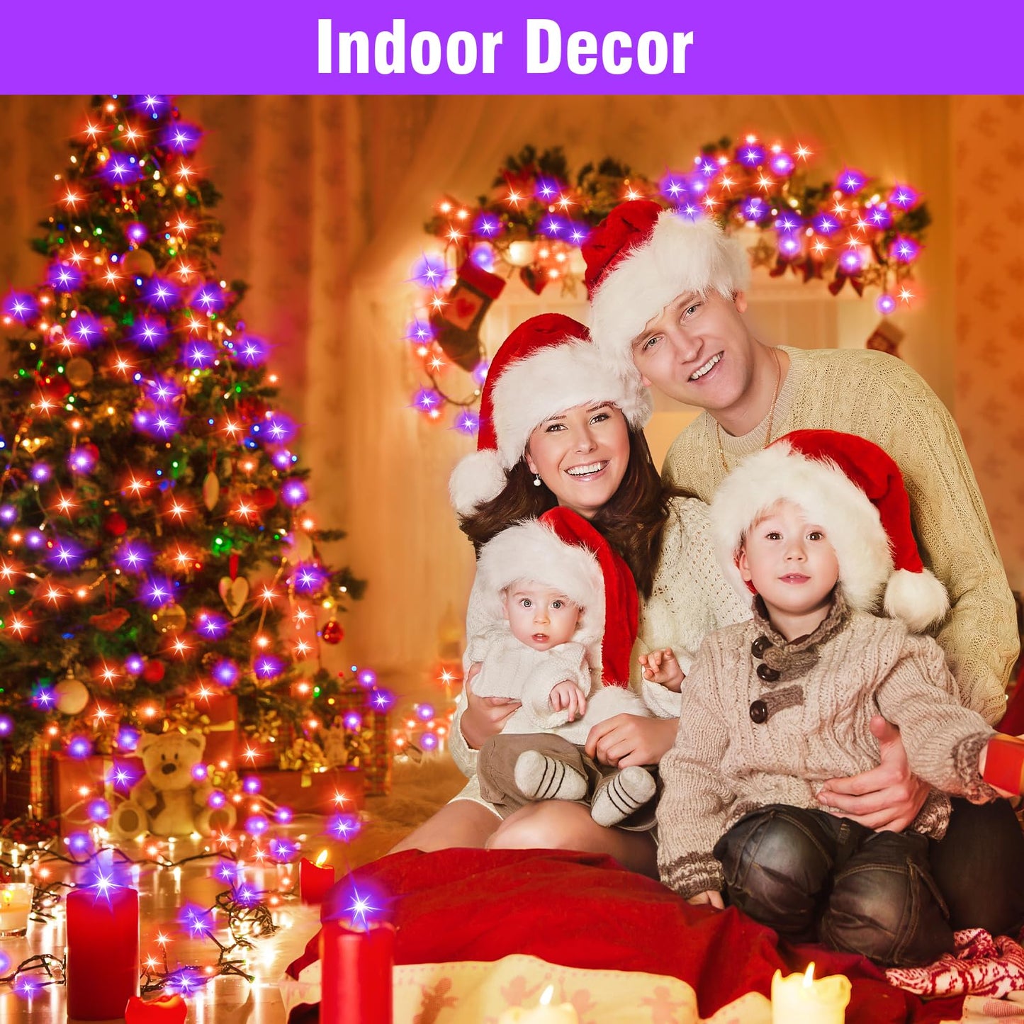 Nisocy 66FT LED String Lights Outdoor Waterproof – Purple Orange Fairy Lights with Plug, Connectable Christmas Tree Lights for Patio, Garden, Bedroom, Wedding, Party, Decor