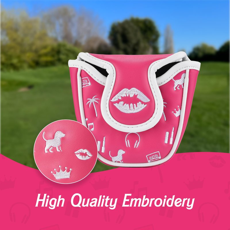 Shanker Golf Putter Cover - Birdie Funny Mallet Pink Putter Cover - Tour Grade PU Leather Pink Headcover - Funny Headcover for Golf Clubs - Perfect Joke Gift for Golfer