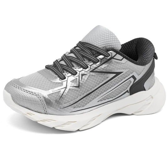 HOMEHOT Boys Girls Lightweight Breathable Sneakers Strap Athletic Tennis Shoes for Running Walking (Toddler/Little Kid/Big Kid) Color Sliver Size 12