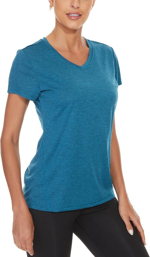 MAGCOMSEN Women's V-Neck Running Tees - Moisture-Wicking Short Sleeve Shirts | 2-Pack Summer Essentials