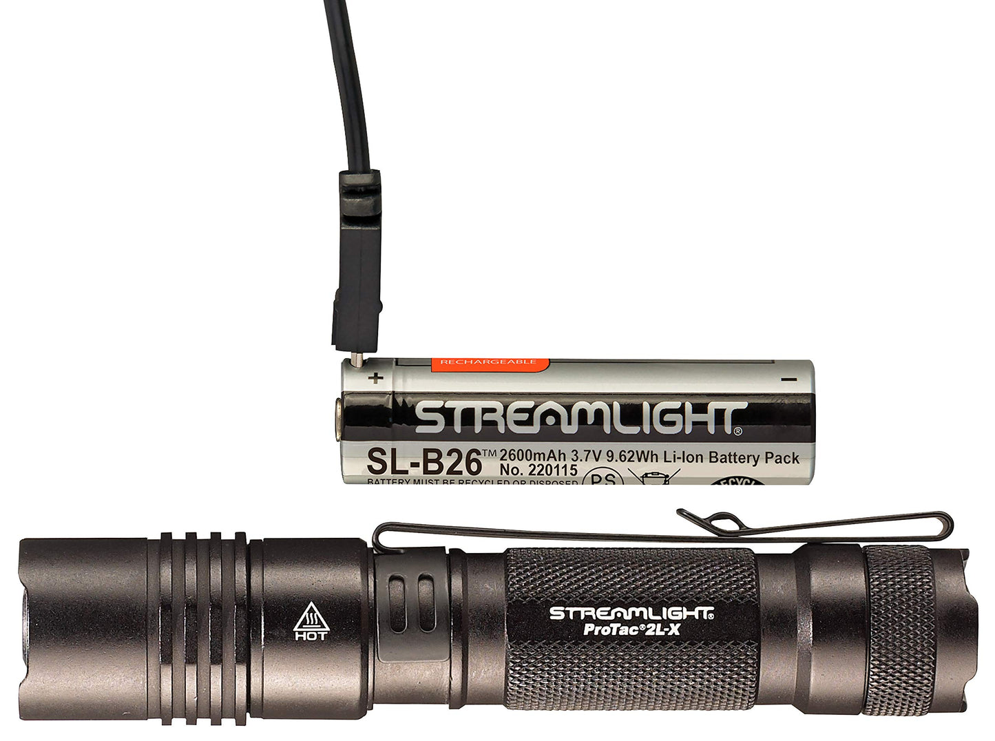 Streamlight 88082 ProTac 2L-X USB 500-Lumen 68000-Candela Tactical LED Flashlight, Ten-TAP Programmable, Clear Retail Packaging, Black