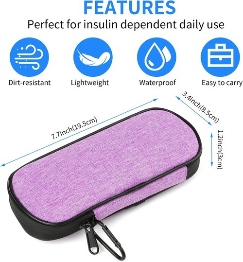 Insulin Pen Cooler Case by [Brand Name] - Travel-Friendly Insulated Bag with 2 Reusable Ice Packs | Purple