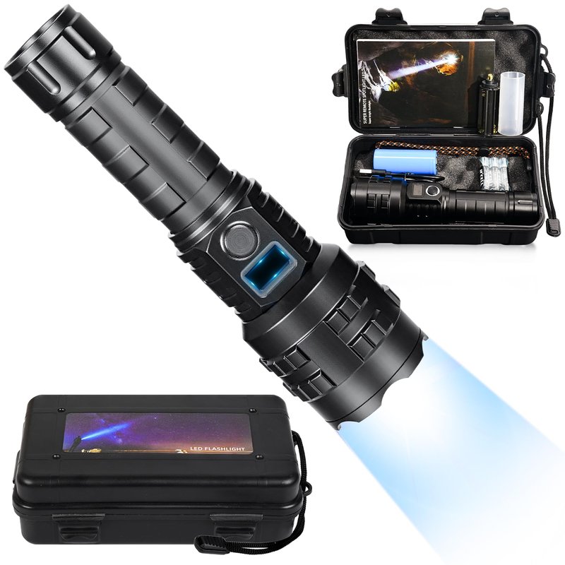 HMFREE Flashlights High Lumens Rechargeable, 1000000 High Lumens Super Bright Handheld LED Flash Light, Powerful Emergency Linternas, Waterproof, Long Lasting, for Hiking Camping Gift