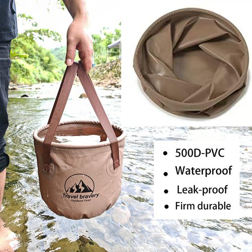 Collapsible Bucket，Folding Bucket，Suitable for Camping Fishing Hiking Gardening car Washing(Coffeecolour, 20L)