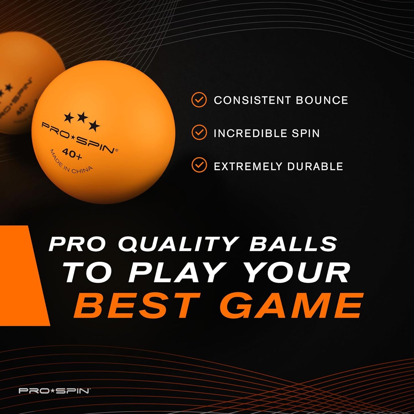 PRO-SPIN Ping Pong Balls - 3-Star Premium Table Tennis Balls | High-Performance 40+ ABS | Ultimate Durability (White/Orange, 4-Pack)