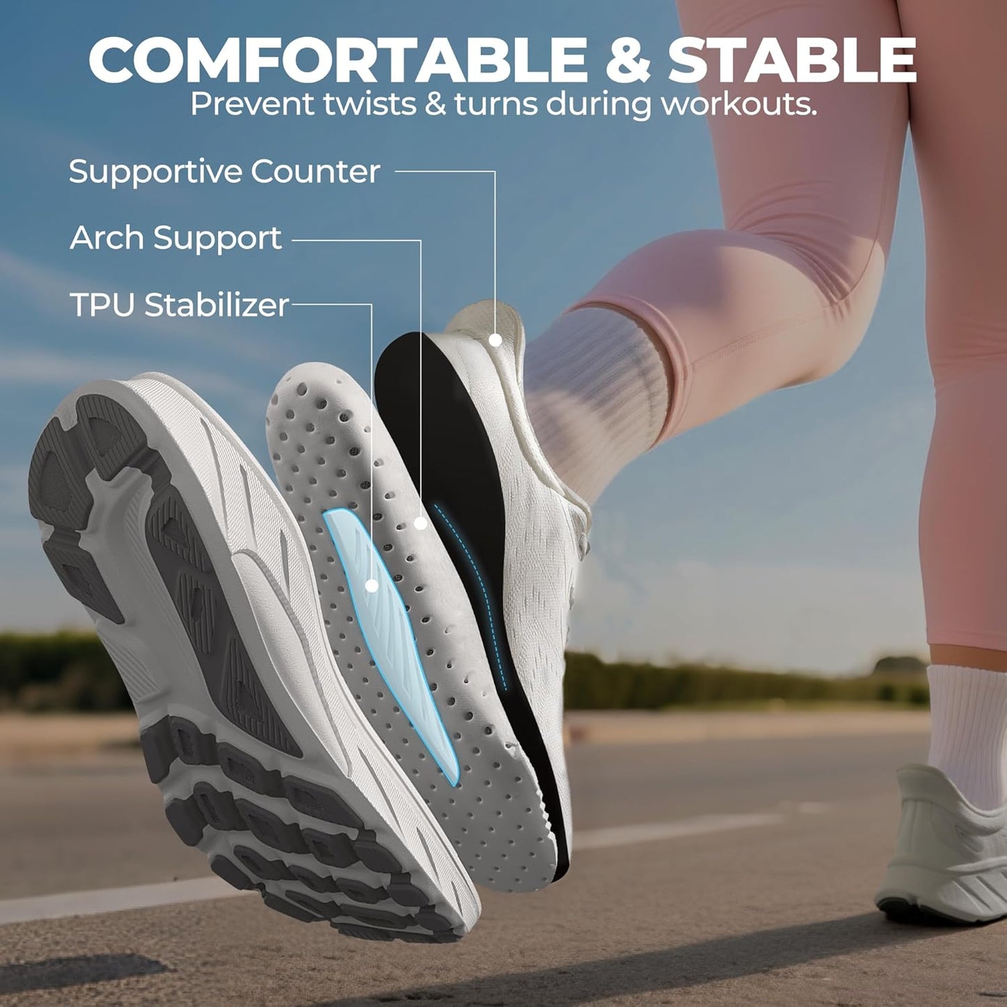 ALLSWIFIT Women's Slip-On Walking Shoes - Cushioned, Breathable & Non-Slip | Comfortable Gym Sneakers