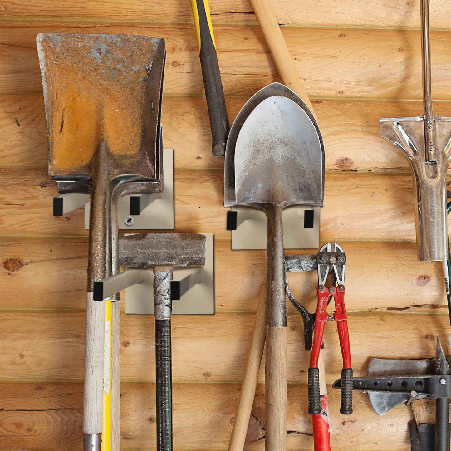 Zonon 4 Pcs Tool Rack for Shovels Spades Rakes Brooms Shovel Holder for Truck and Shovel Rack Heavy Duty Powder Coated Steel Wall Mount Storage Organizer Garage and Shed