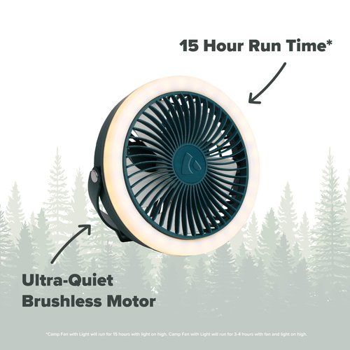 Coghlan's Portable Camping Fan with LED Light – Battery-Powered, Compact Design, Quiet Operation, USB Rechargeable for Tents, Outdoor Adventures, Emergency Use, and Travel