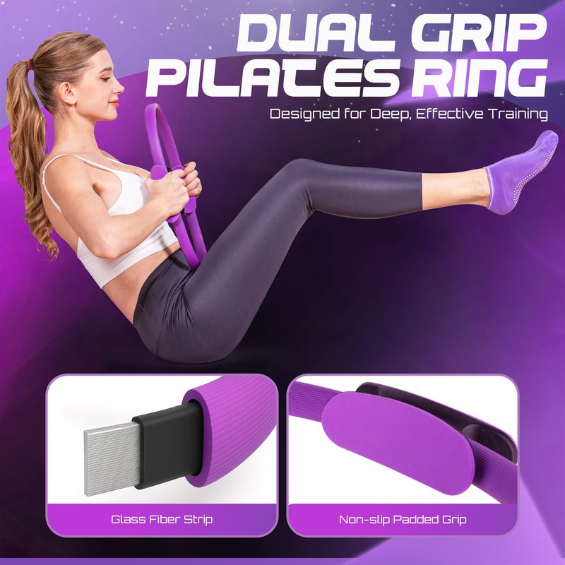 Zivr Home Pilates Workout Kit - Pilates Sets for Women and Full Body Toning, 15 Inch Ring and Ball Set, Workout Accessories for Women with Resistance Bands and Non-Slip Socks