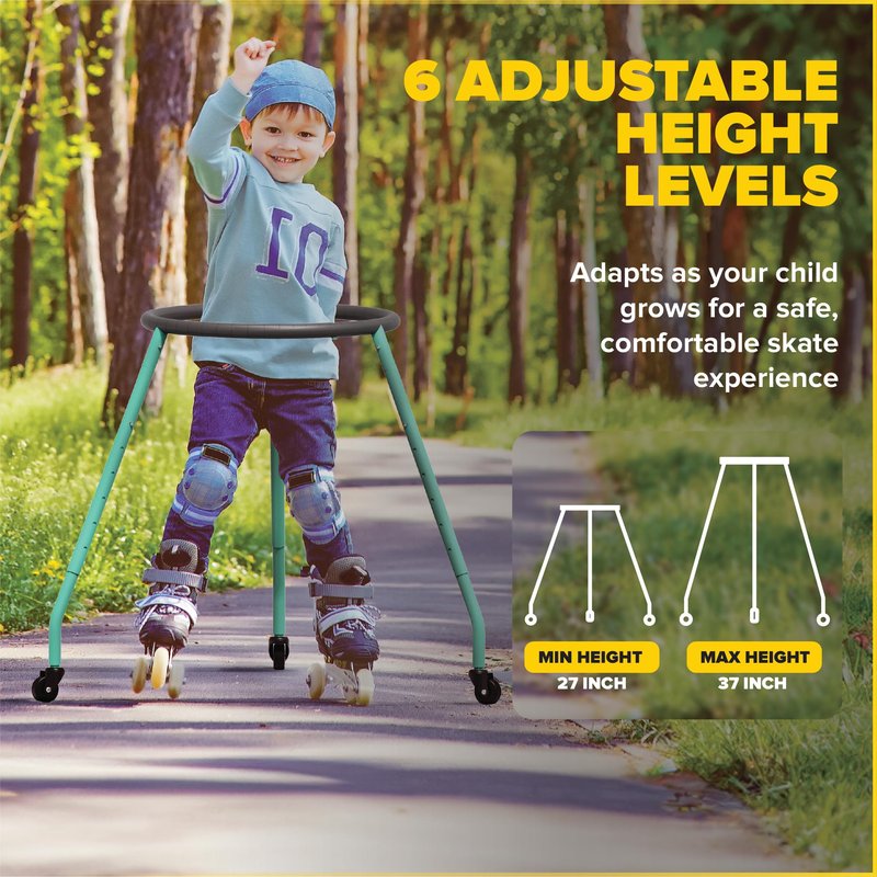 Ultraverse Roller Skate Trainer, Skating Learning Aid & Support with Adjustable Height for Teens and Kids, Boys or Girls, Learn Balance on Inline Skates for Beginners - Matte Blue