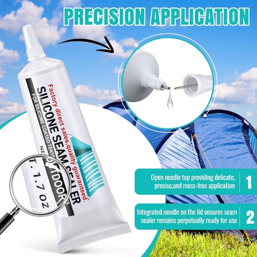 AmazingSpark Tent Seam Sealer - Waterproof Fast Dry Clear Sealant for Tents & Tarps (2 Pcs)