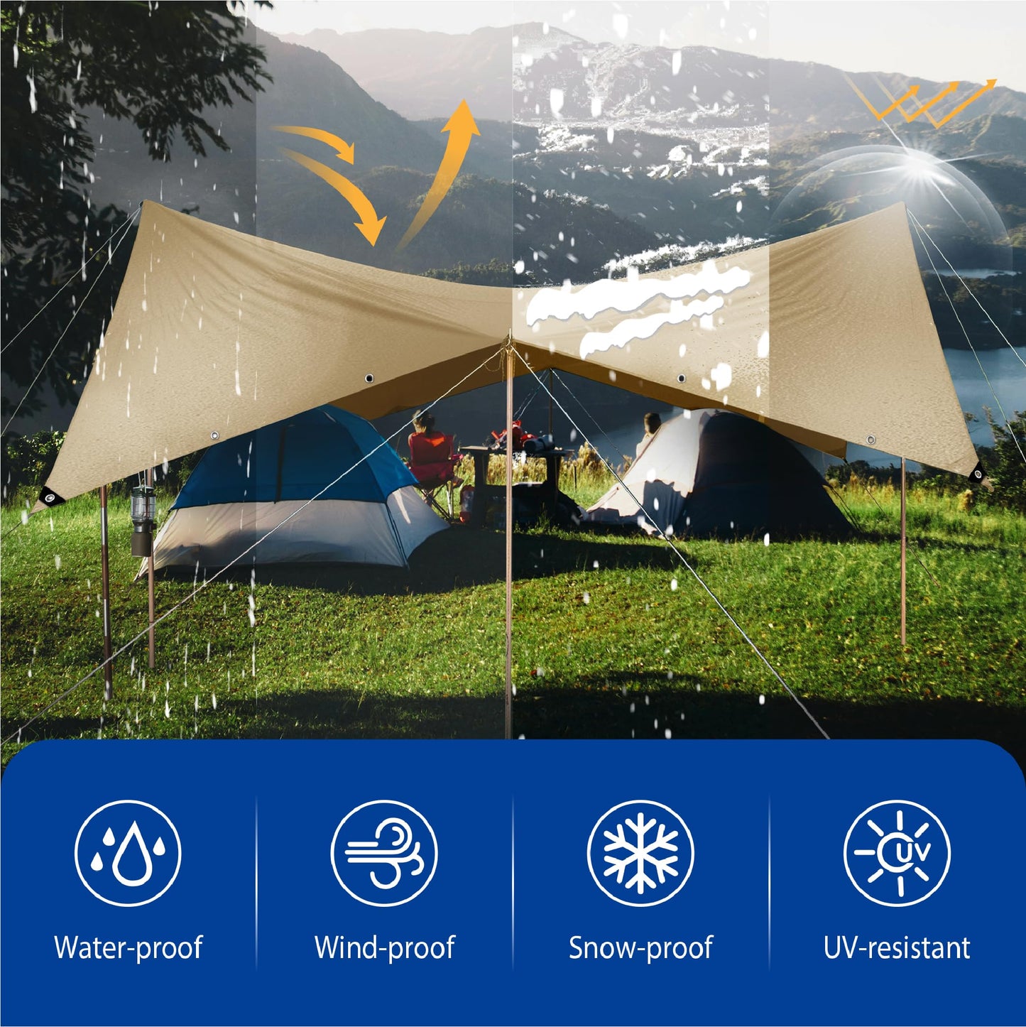 Tarp 20x20 Heavy Duty Waterproof Beige Tarp 12.5mil,Durable,Multipurpose, Weather Resistant,Uv Resistant,Tear Resistant,Can Be Used for Outdoor Furniture,Cars,Ships,Roofs-by MVPNET