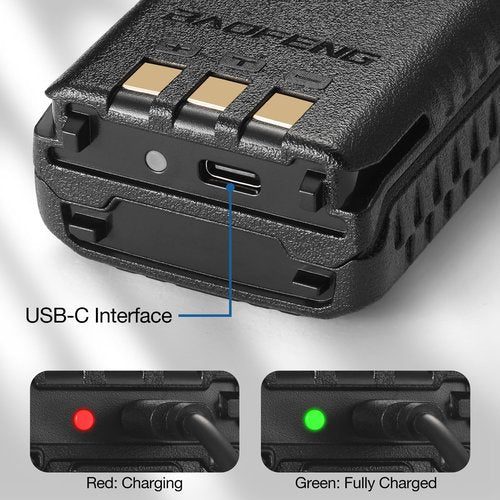 BAOFENG BL-5L 3800mAh Extended Battery Compatible with UV-5R UV-5RTP UV-5R 8W UV-5R Plus UV-5RA UV-5G UV-5G Pro GT-5R GT-5R Pro, Original Pack, Black (USB-C Port)