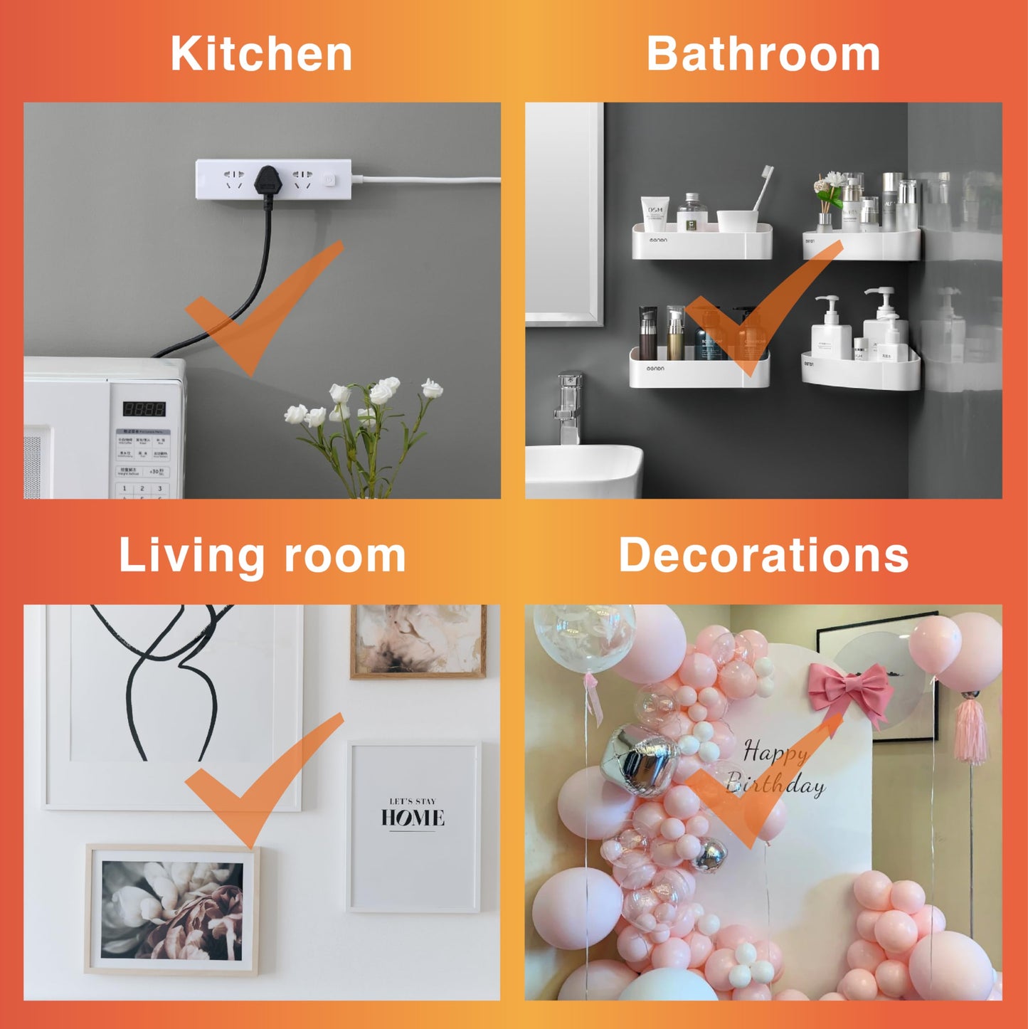 MOVELYST 24-Pairs(48 Strips) Medium Picture Hanging Strips, Hook and Loop Tape, Picture Hanger Damage Free, Waterproof Adhesive Strips for Frame Hanging and Christmas Decorations, Heavy Duty