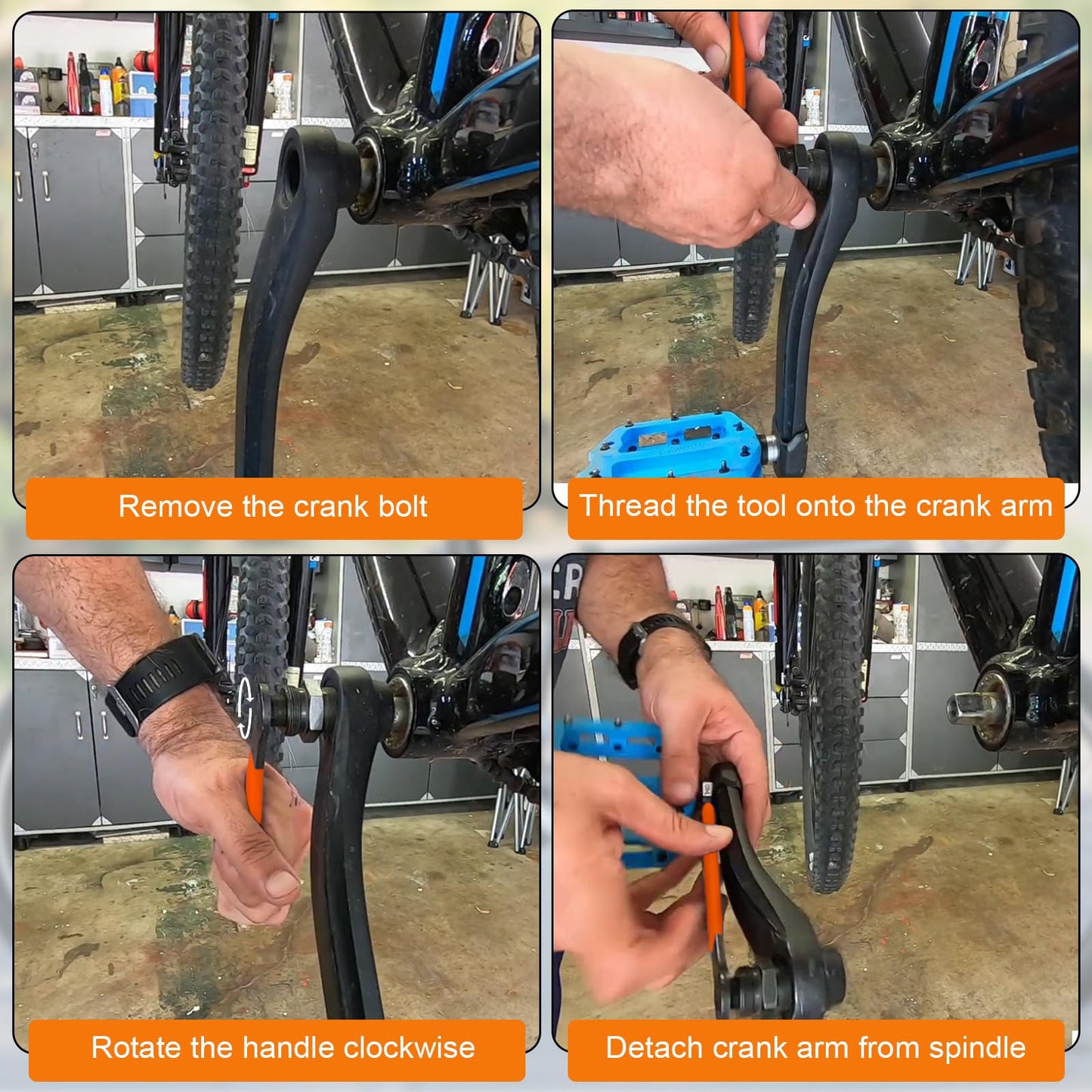 Lanties Crank Puller Compatible with Ccp-22, 22mm x 1 Threads Steel Bike Repair Tool with Long Handle and Rubber Grip, Bicycle Crank Arm Removal Tool for MTB Road Bike Repair