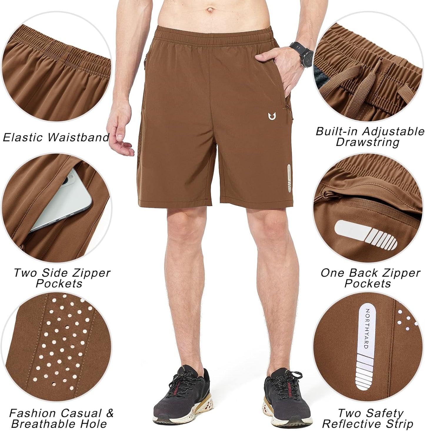 NORTHYARD Men's Athletic Running Shorts - Quick Dry Lightweight Gym & Sports Shorts | 5"/7"/9" Options
