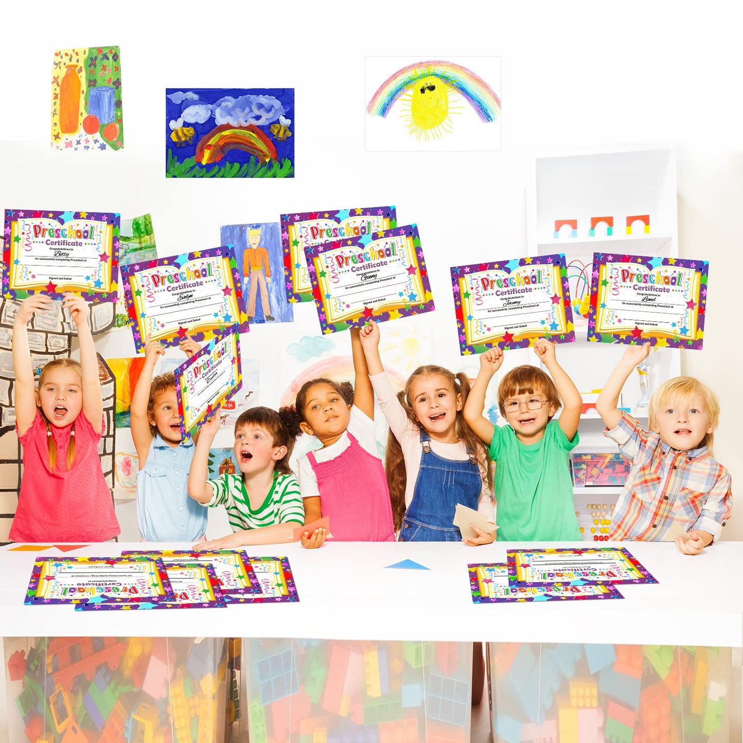 Yisong 35 Pcs Preschool Diploma Certificate Preschool 2026 Diploma Colorful Kindergarten Graduation Supplies Classroom Activities Award Certificate for Kid Student Teacher 8.5 x 11 Inch(Star Style)
